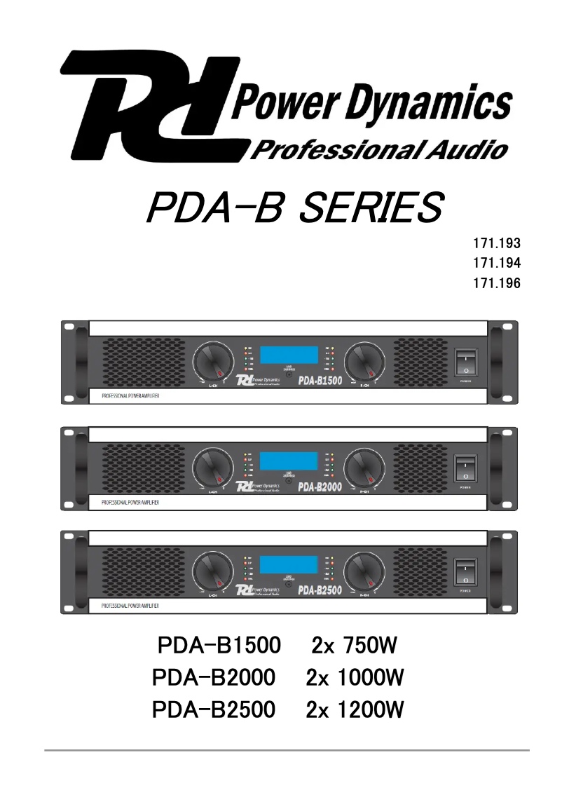 Página nº 1 - Manual de usuario Power Dynamics B-Serie PDA-B1500