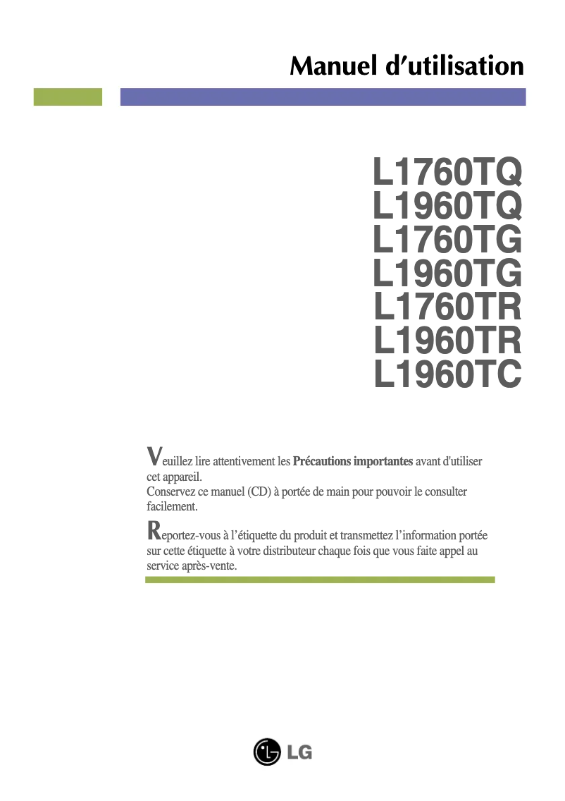 Imagen de la primera página del manual del dispositivo L1760TR-BF