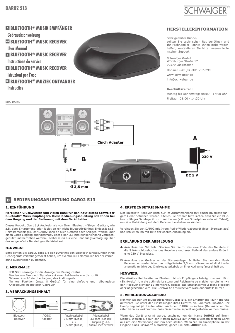 Página nº 1 - Manual de usuario Schwaiger DAR02 513