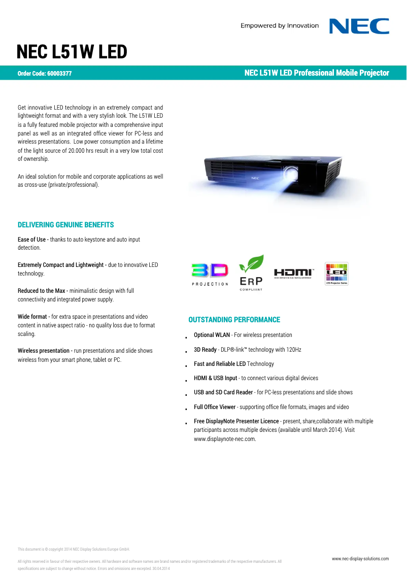 Imagen de la primera página del manual del dispositivo L51W