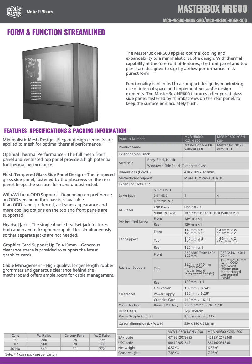 Página nº 1 - Ficha técnica Cooler Master MasterBox NR600