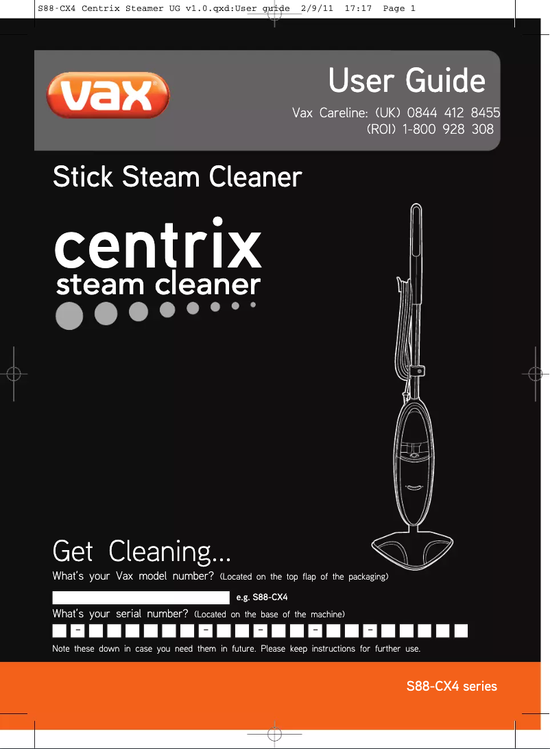 Página nº 1 - Manual de usuario Vax Centrix S88-CX4