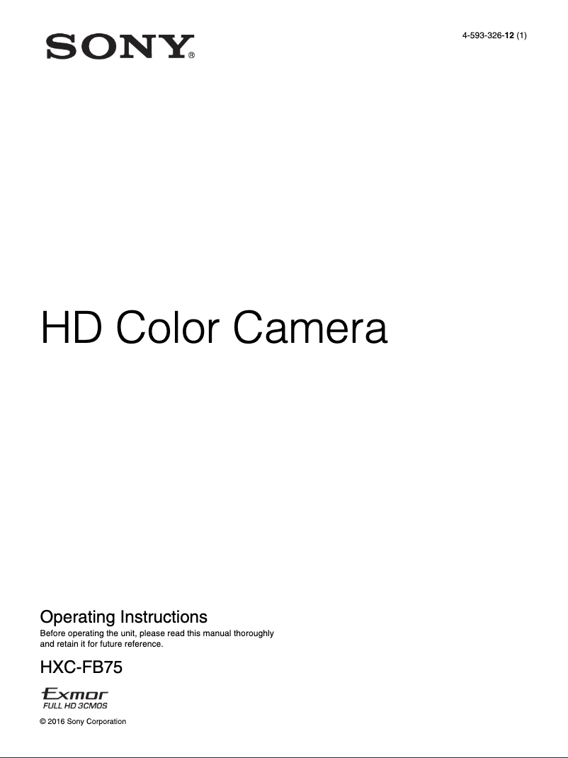 Imagen de la primera página del manual del dispositivo HXC-FB75KC