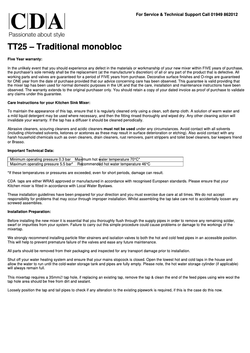 Imagen de la primera página del manual del dispositivo TT25CH