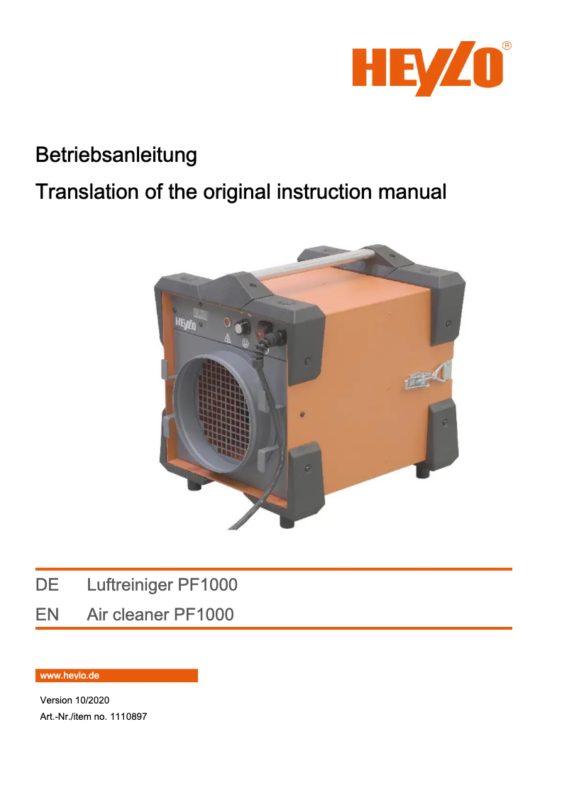 Imagen de la primera página del manual del dispositivo PF1000