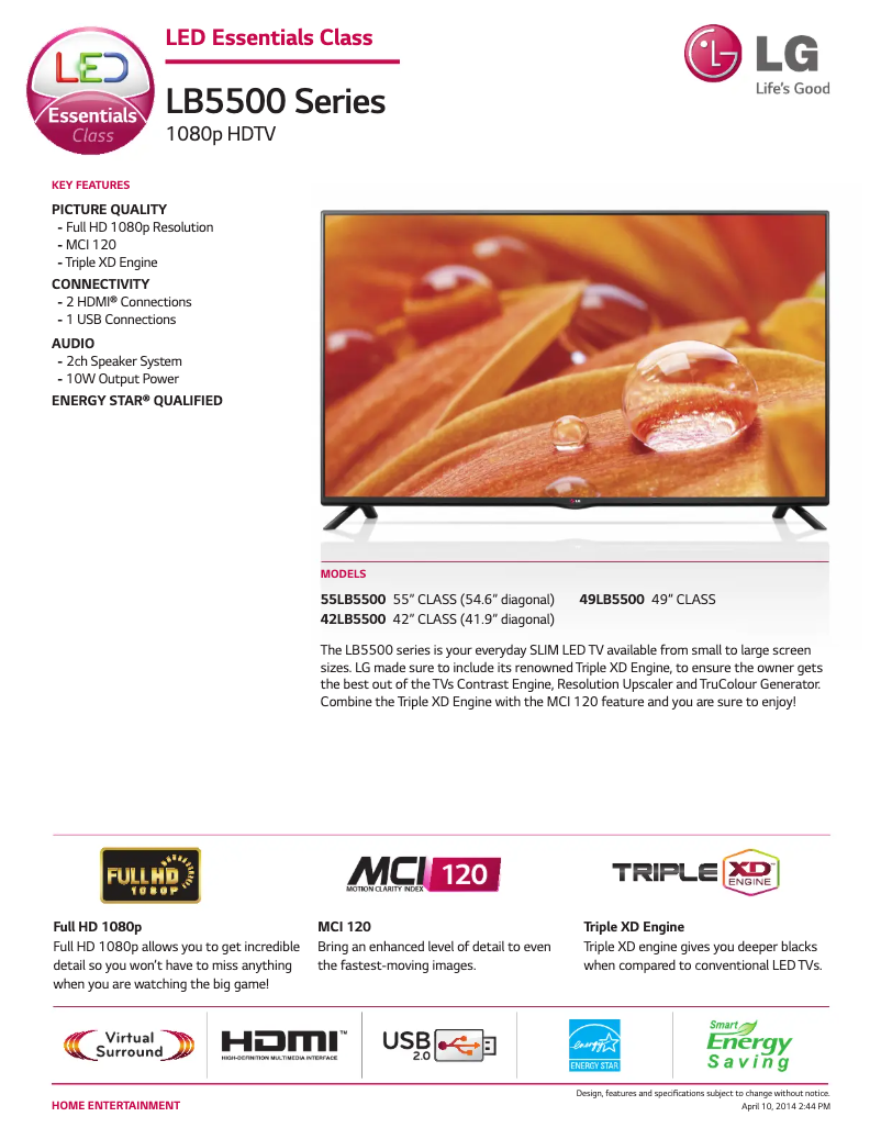 Página nº 1 - Ficha técnica LG 55LB5500