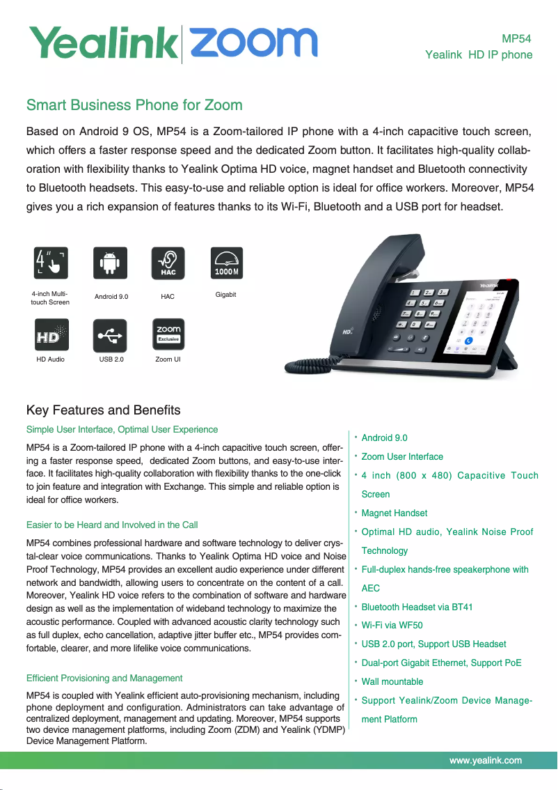 Imagen de la primera página del manual del dispositivo Zoom MP54