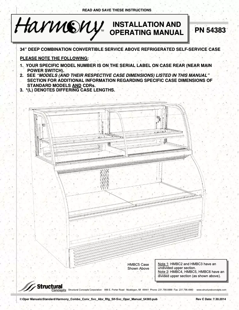 Página 1 del manual Manual de usuario Structural Concepts HMBC4-QS