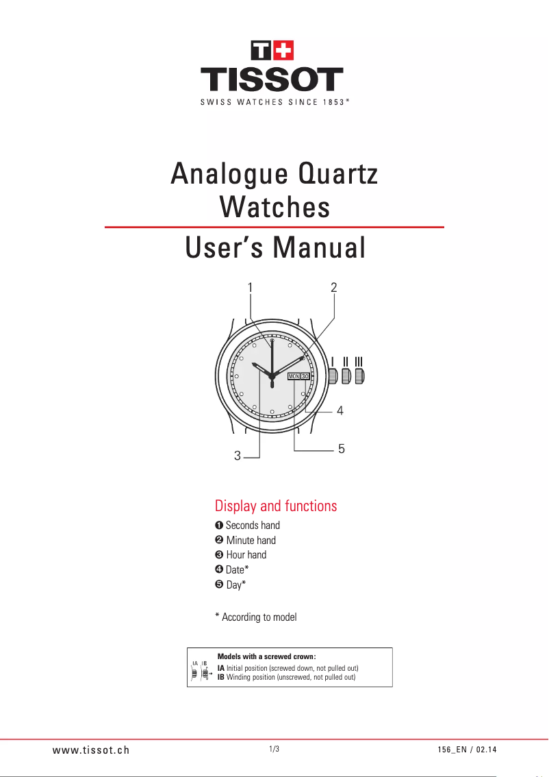 Página 1 del manual Manual de usuario Tissot Lovely Square T0581093303100