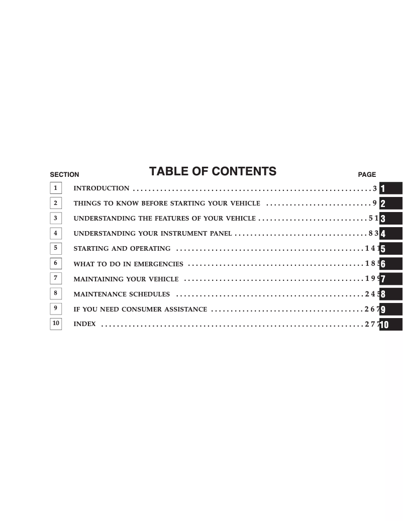 Imagen de la primera página del manual del dispositivo Sebring (2005)