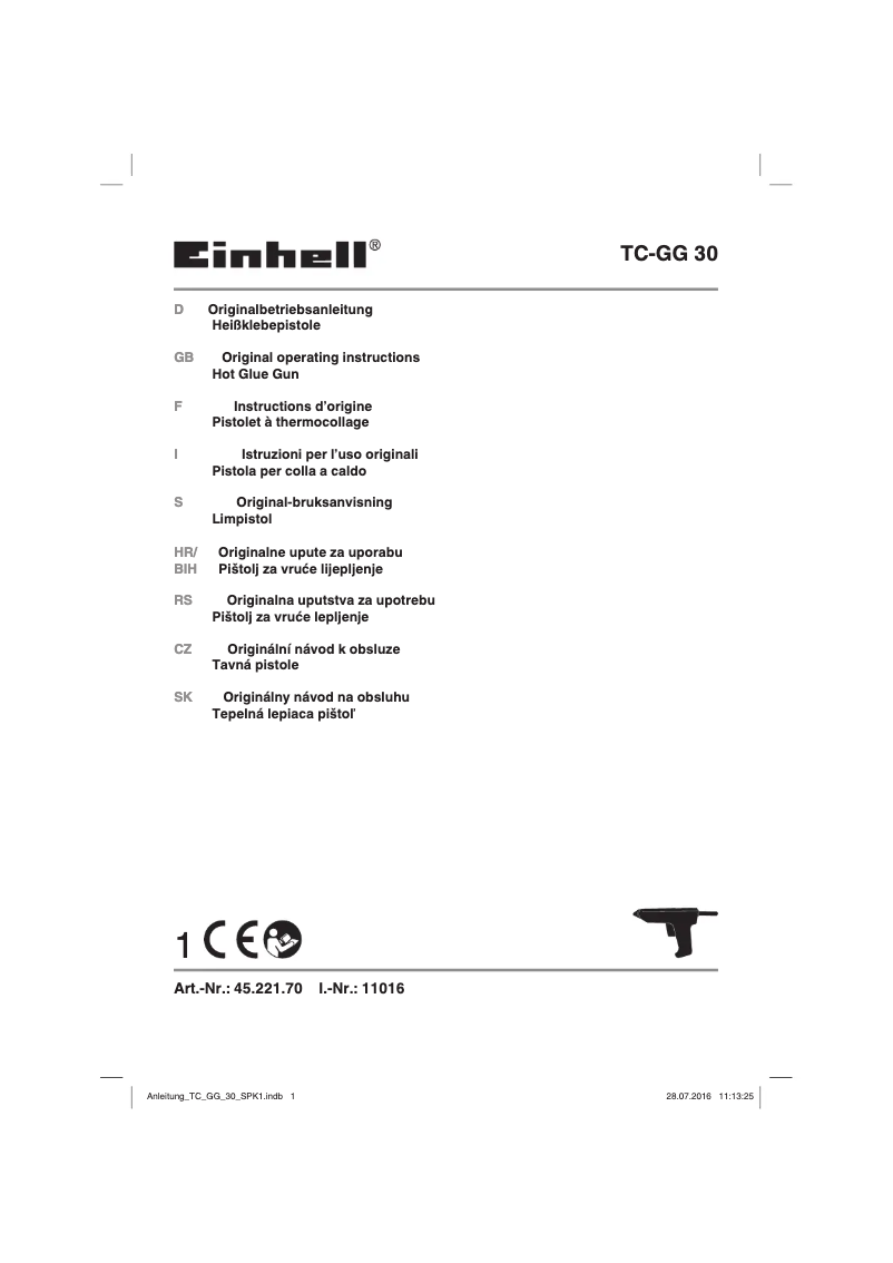 Página nº 1 - Manual de usuario Einhell TC-GG 30