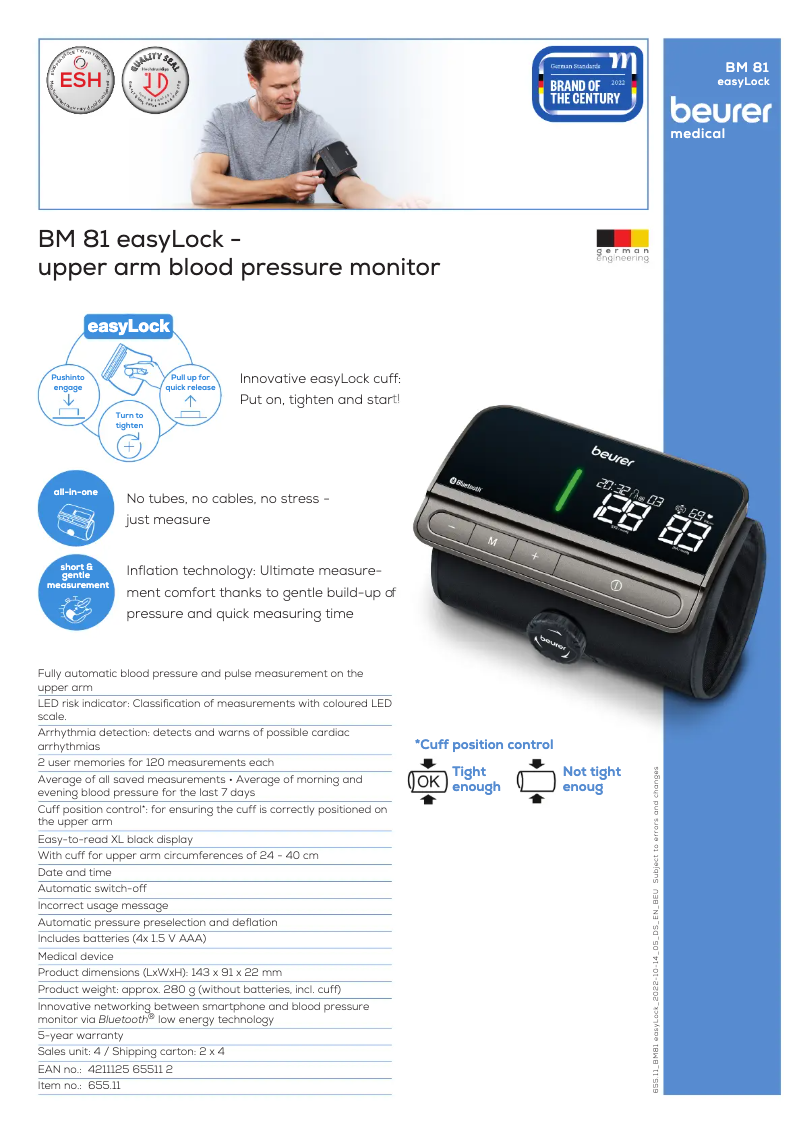 Imagen de la primera página del manual del dispositivo BM 81 easyLock