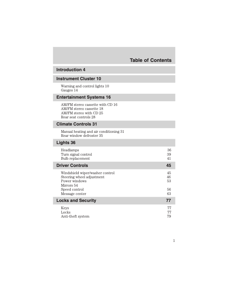 Imagen de la primera página del manual del dispositivo Windstar (2003)