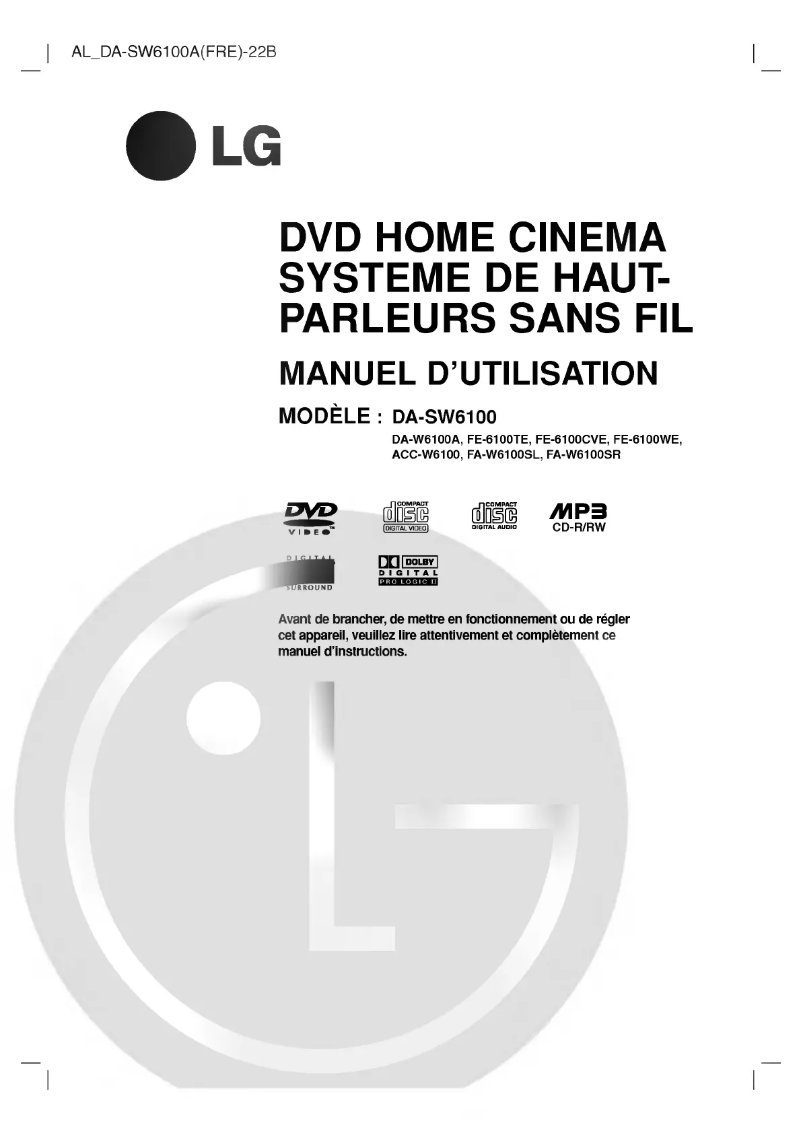 Imagen de la primera página del manual del dispositivo DA-W6100A