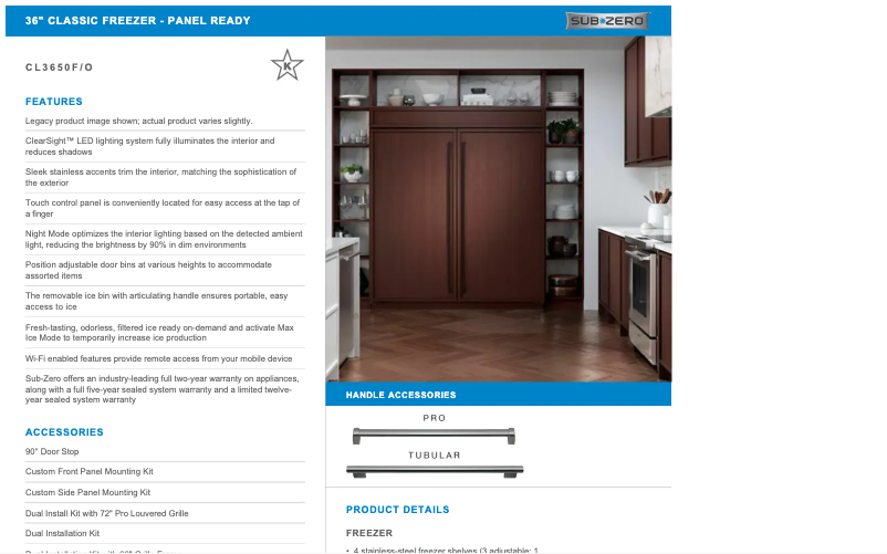 Página 1 del manual Manual de usuario Sub-Zero CL3650F/O