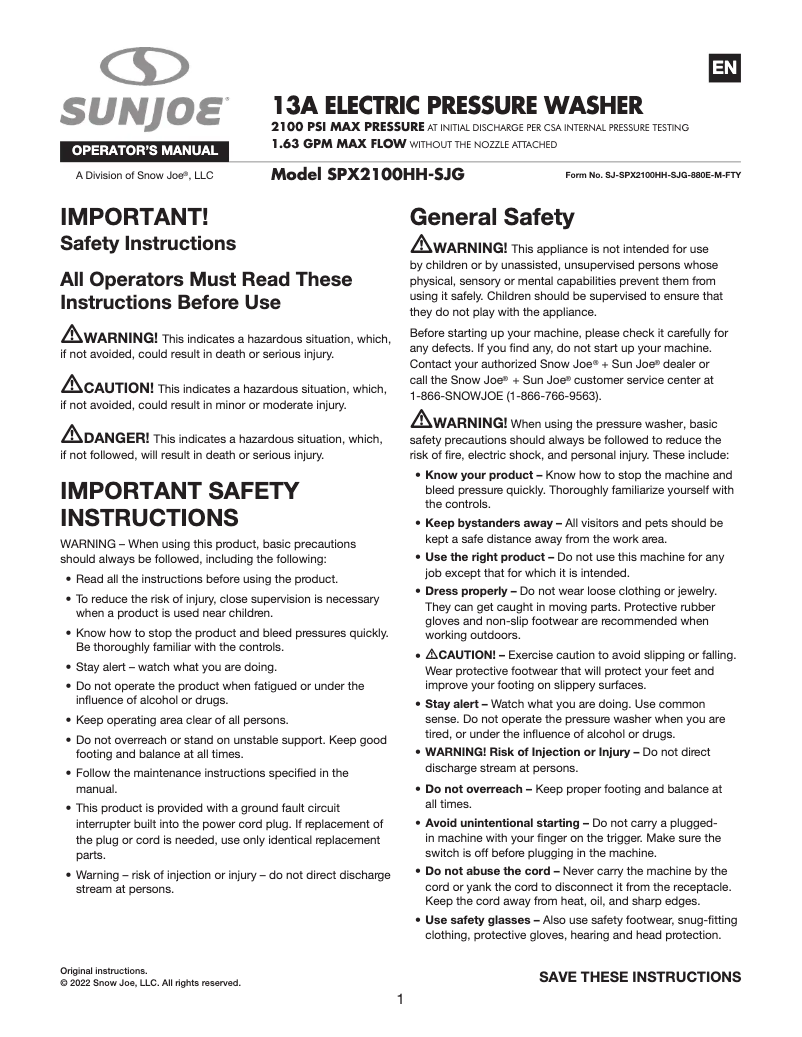Imagen de la primera página del manual del dispositivo SPX2100HH-SJG