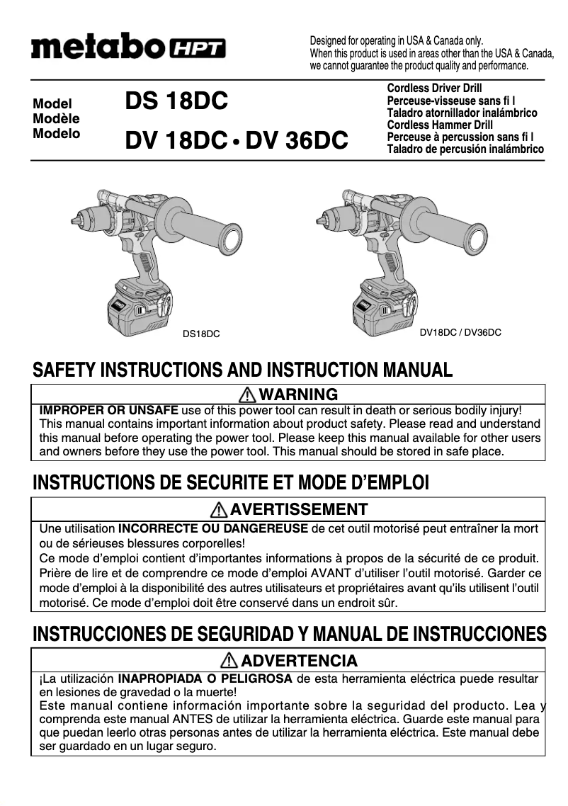 Página 1 del manual Manual de usuario Metabo DS18DCQ4