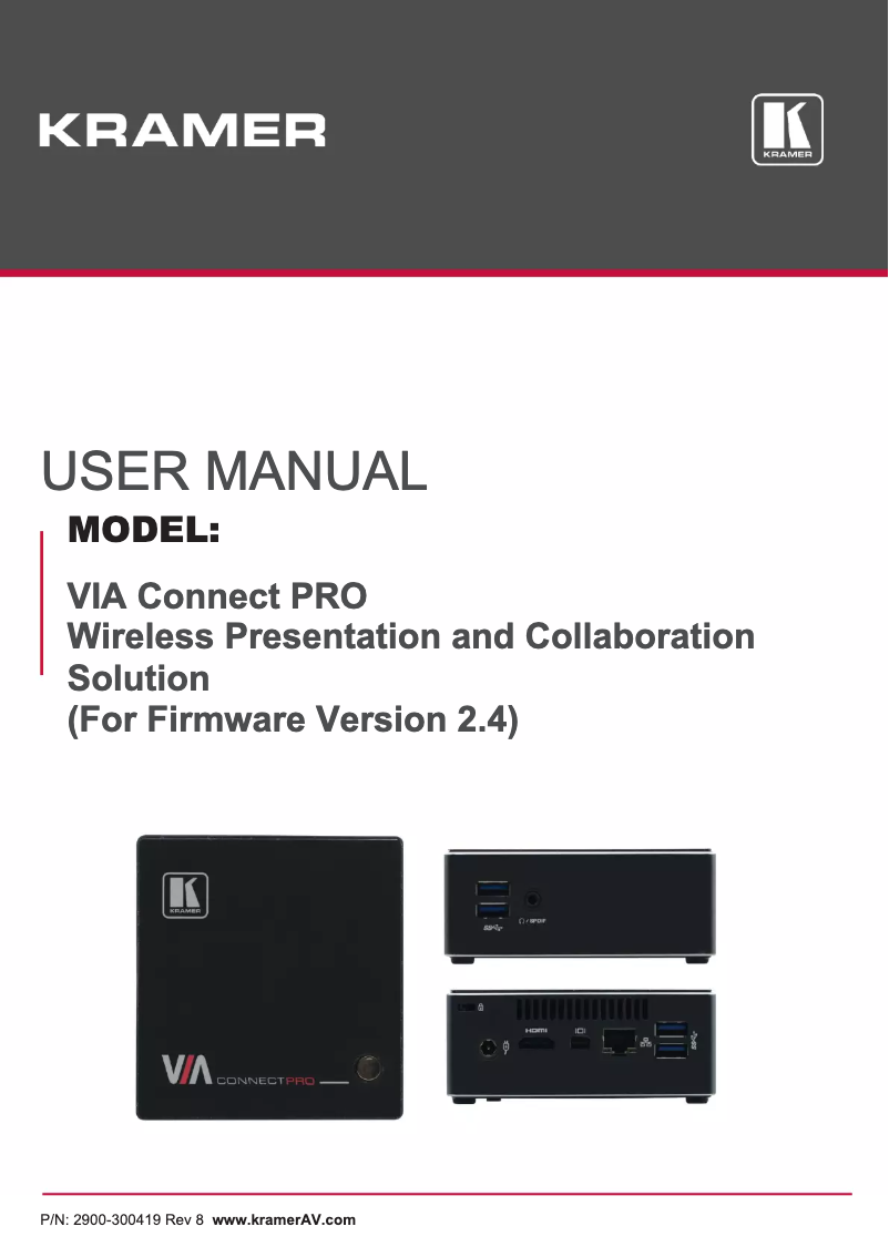 Página nº 1 - Manual de usuario Kramer VIA Connect PRO