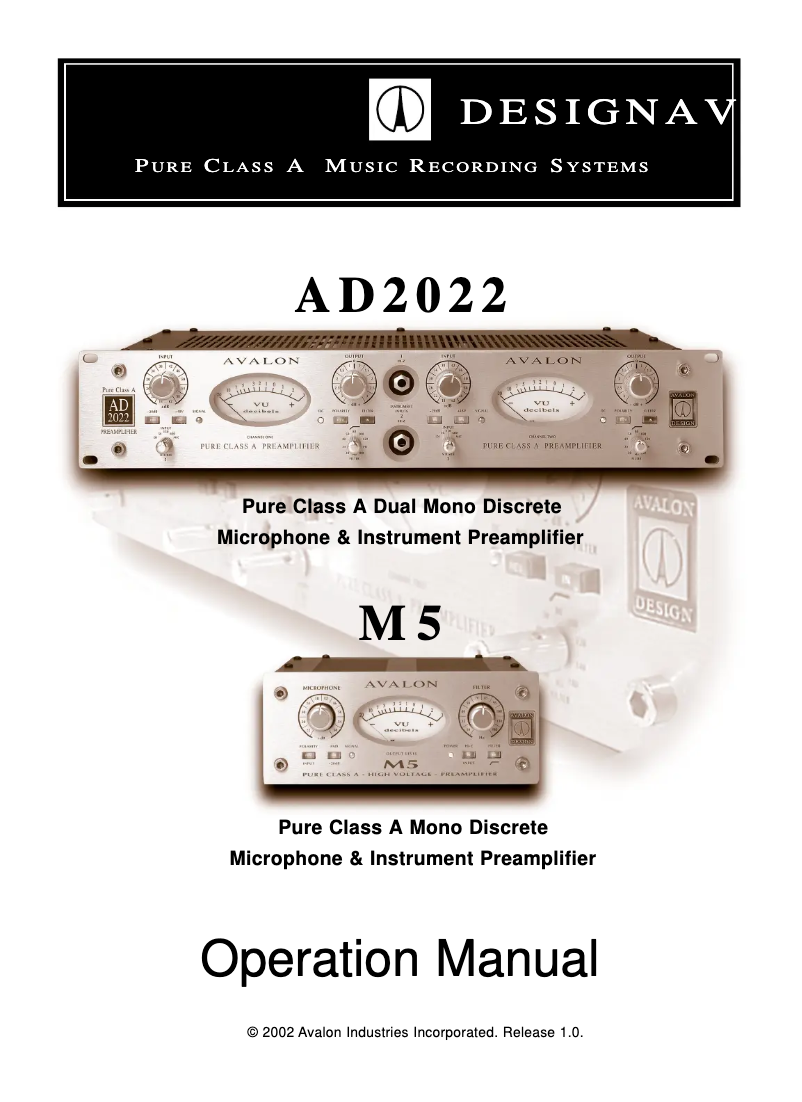 Página nº 1 - Manual de usuario Avalon AD2022