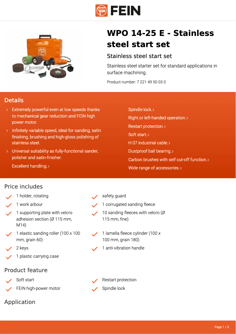 Página nº 1 - Ficha técnica Fein WPO 14-25 E