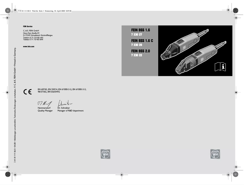 Página 1 del manual Manual de usuario Fein BSS 1.6 C