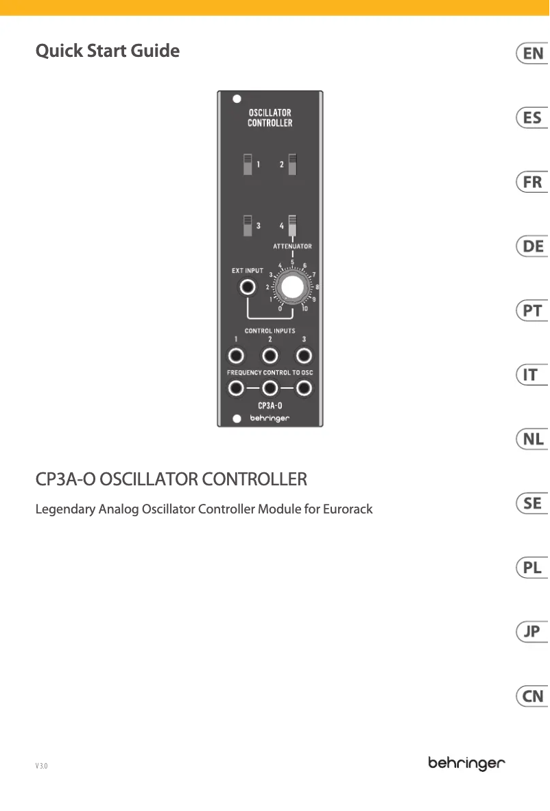 Imagen de la primera página del manual del dispositivo System 55 CP3A-O Oscillator Controller
