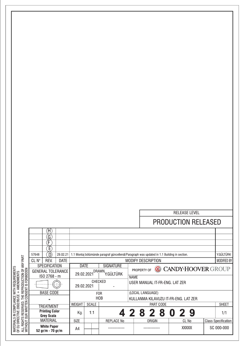 Imagen de la primera página del manual del dispositivo ZMH6WCLX