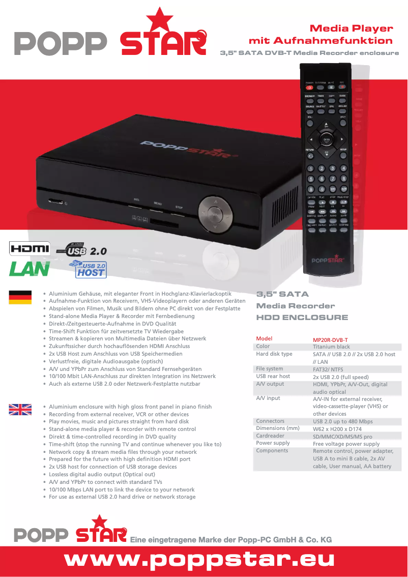 Página 1 del manual Manual de usuario Poppstar MP30R-DVBT