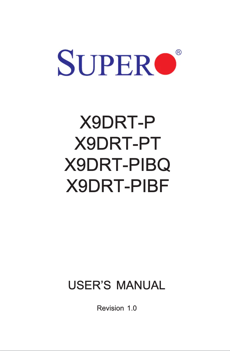 Imagen de la primera página del manual del dispositivo X9DRT-PIBF