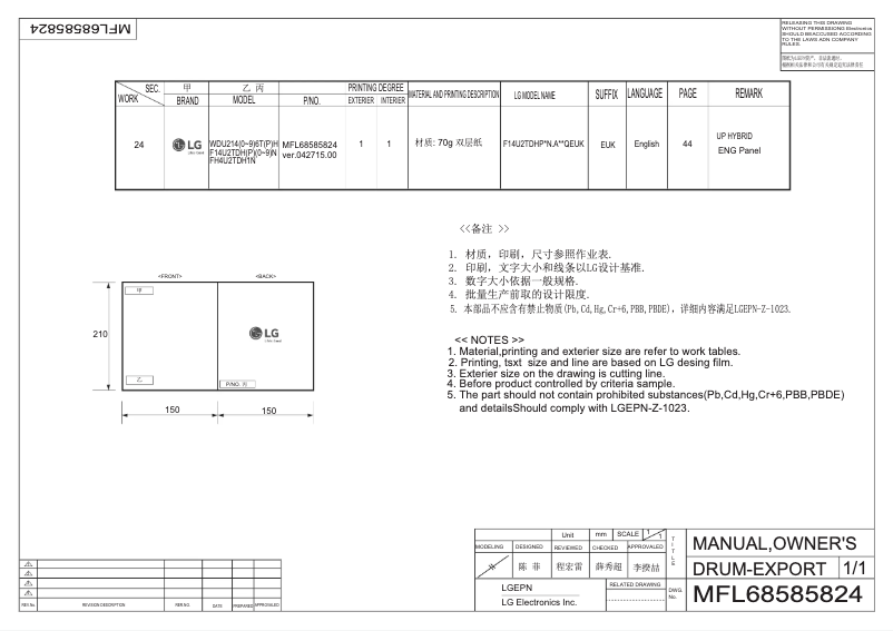 Imagen de la primera página del manual del dispositivo F14U2TDH