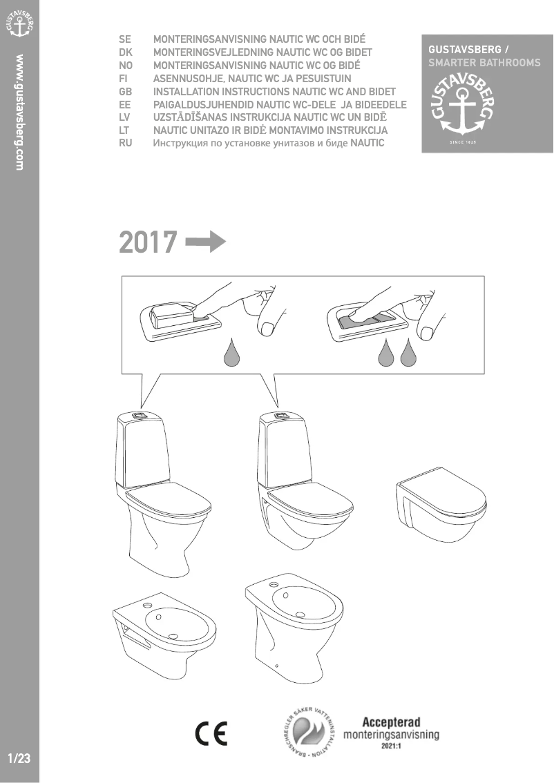 Página 1 del manual Manual de usuario Gustavsberg Raised push button