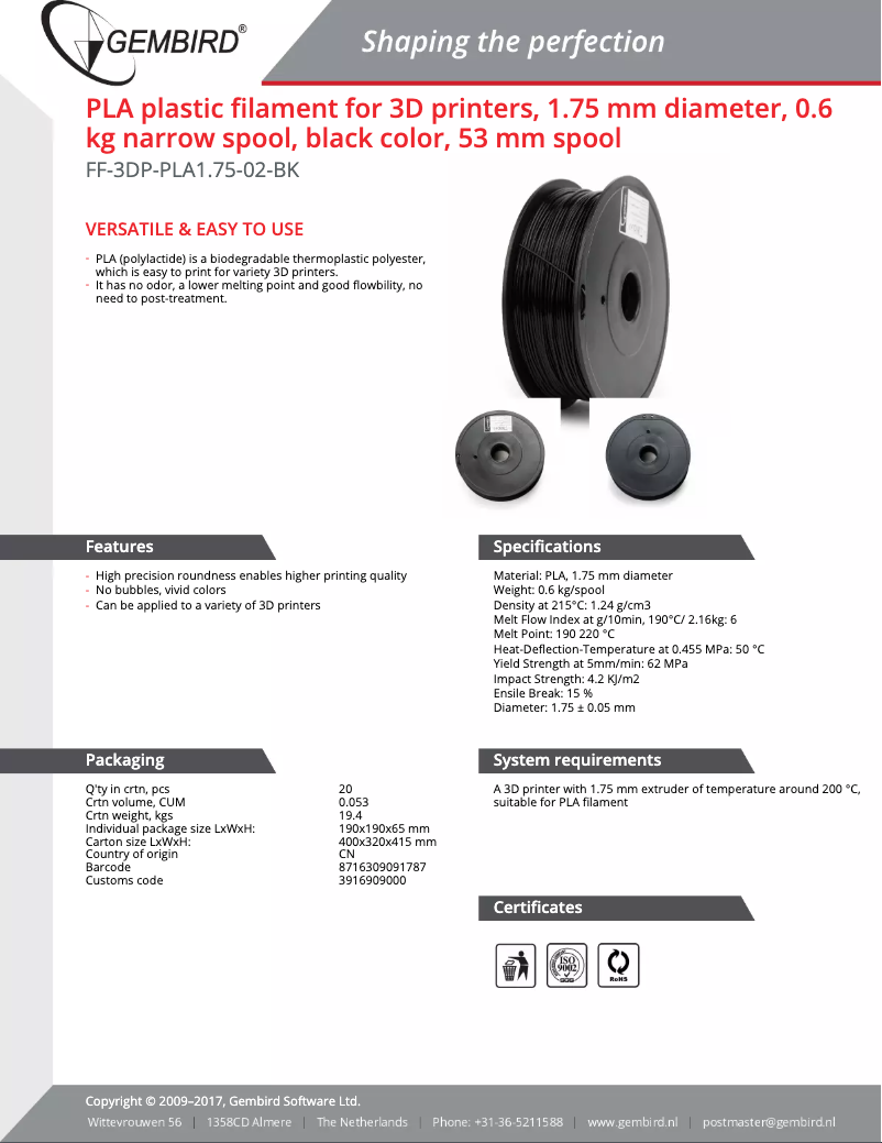 Imagen de la primera página del manual del dispositivo FF-3DP-PLA1.75-02-BK