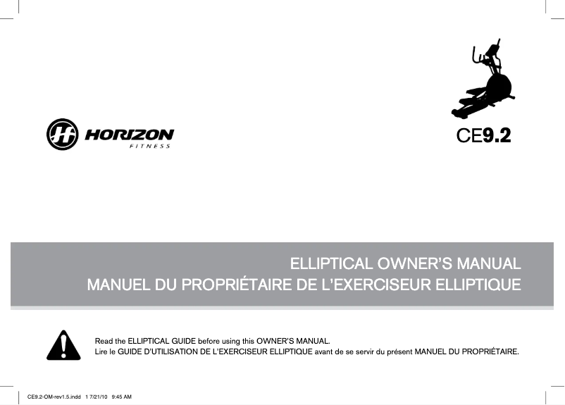 Página 1 del manual Manual de usuario Horizon Fitness CE9.2