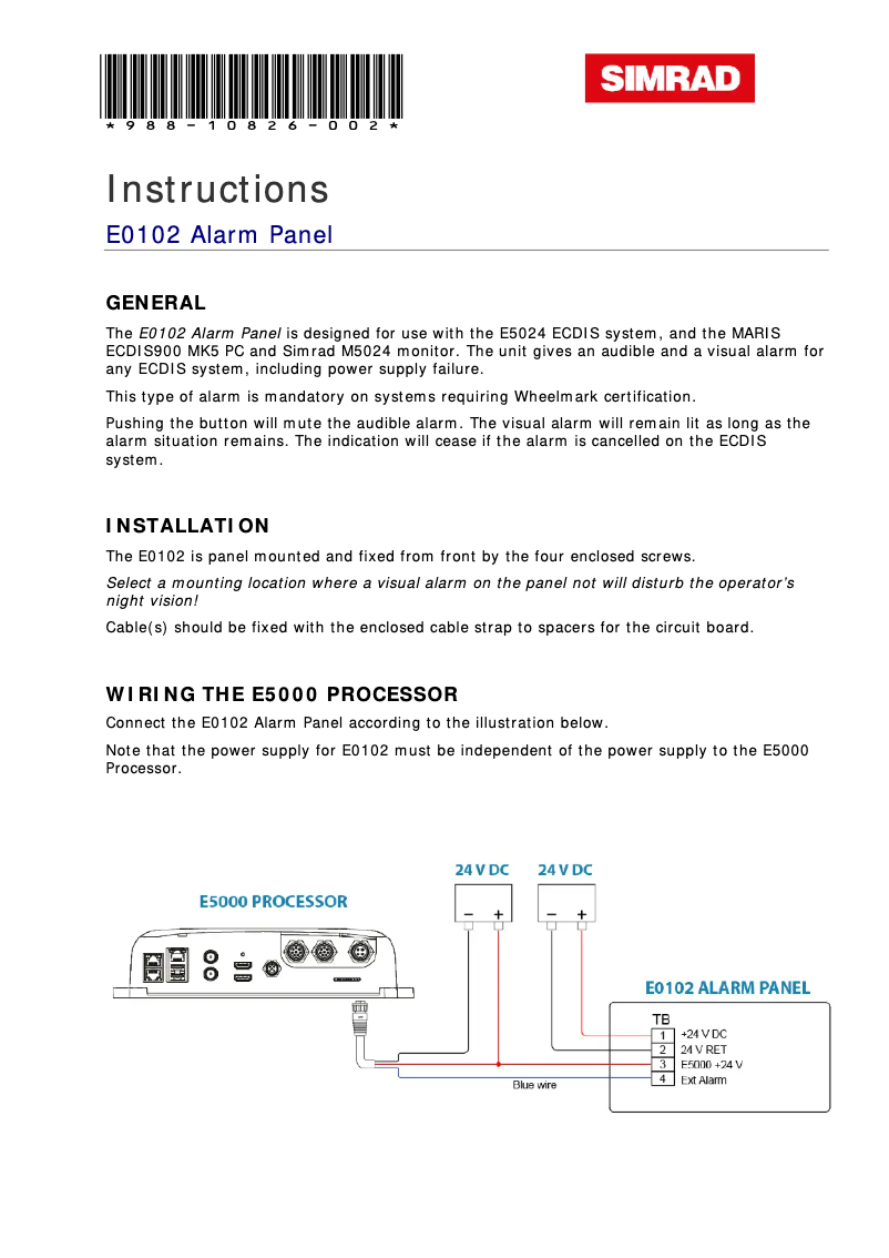 Página 1 del manual Manual de usuario Simrad E0102