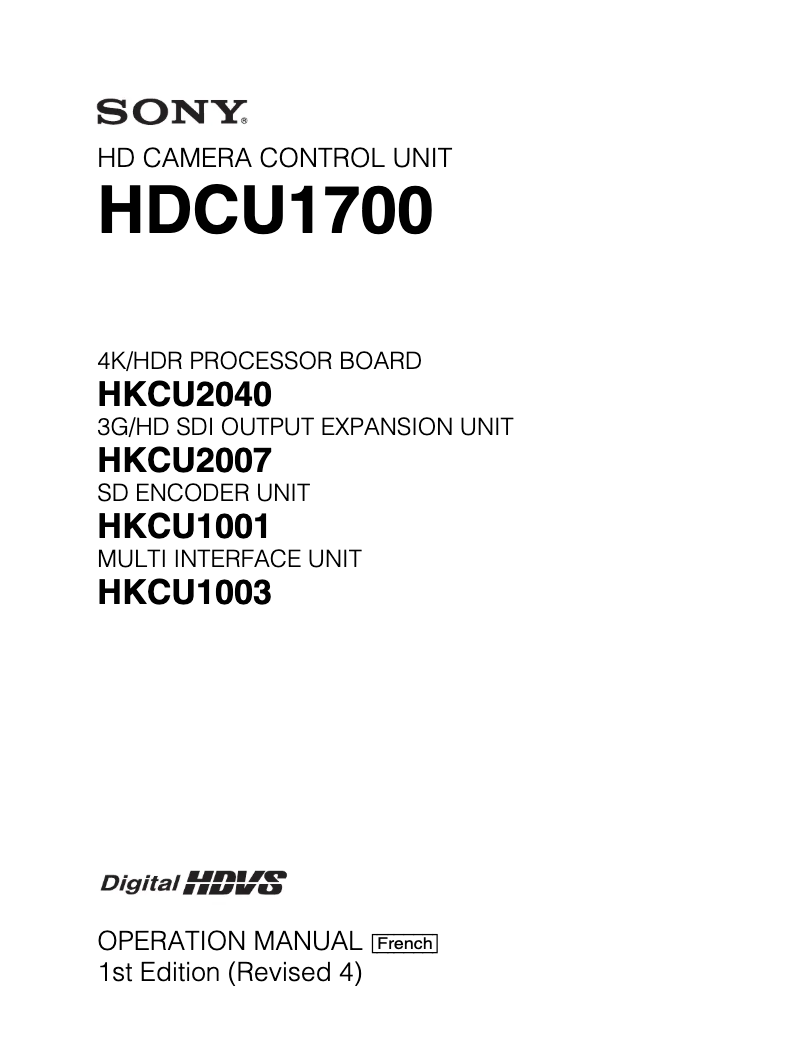 Imagen de la primera página del manual del dispositivo HDCU-1700