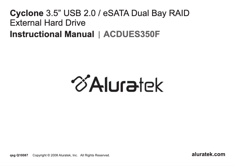 Página 1 del manual Manual de usuario Aluratek ACDUES350F2TB