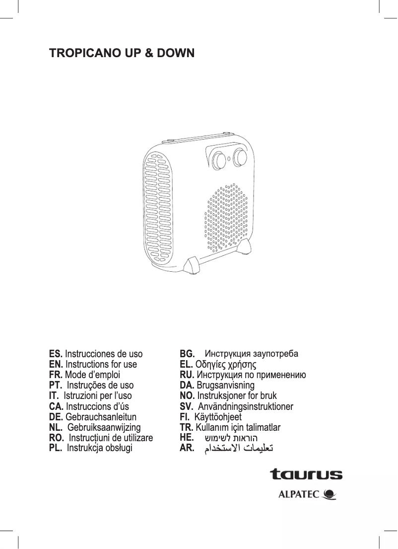 Imagen de la primera página del manual del dispositivo Alpatec Tropicano Up&Down