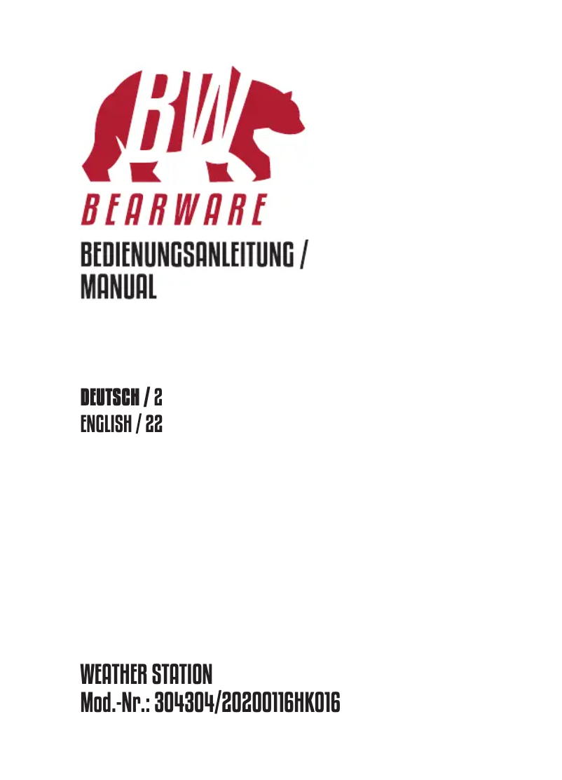 Página 1 del manual Manual de usuario Bearware 304304
