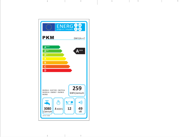 Página 1 del manual Etiqueta energética PKM DW12A++7