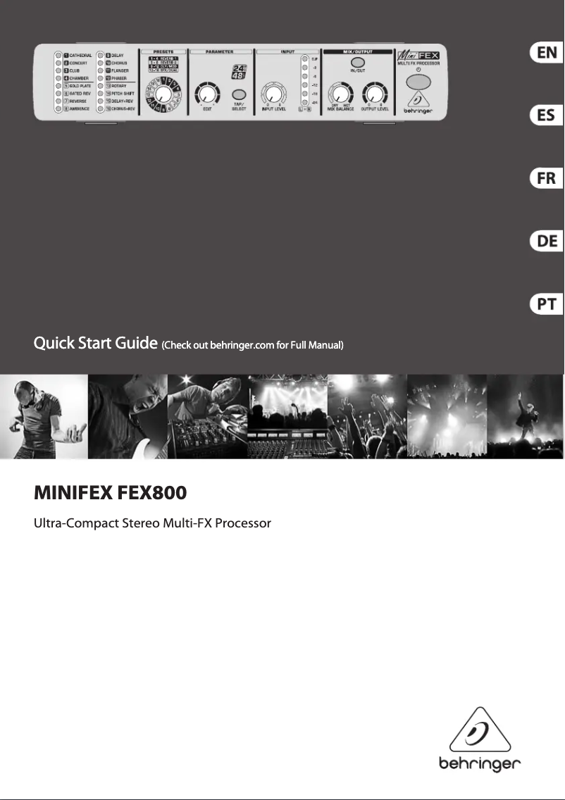 Página 1 del manual Guía de inicio rápido Behringer MINIFEX FEX800