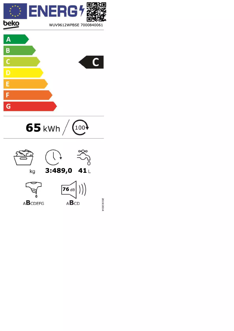 Imagen de la primera página del manual del dispositivo WUV9612WPBSE