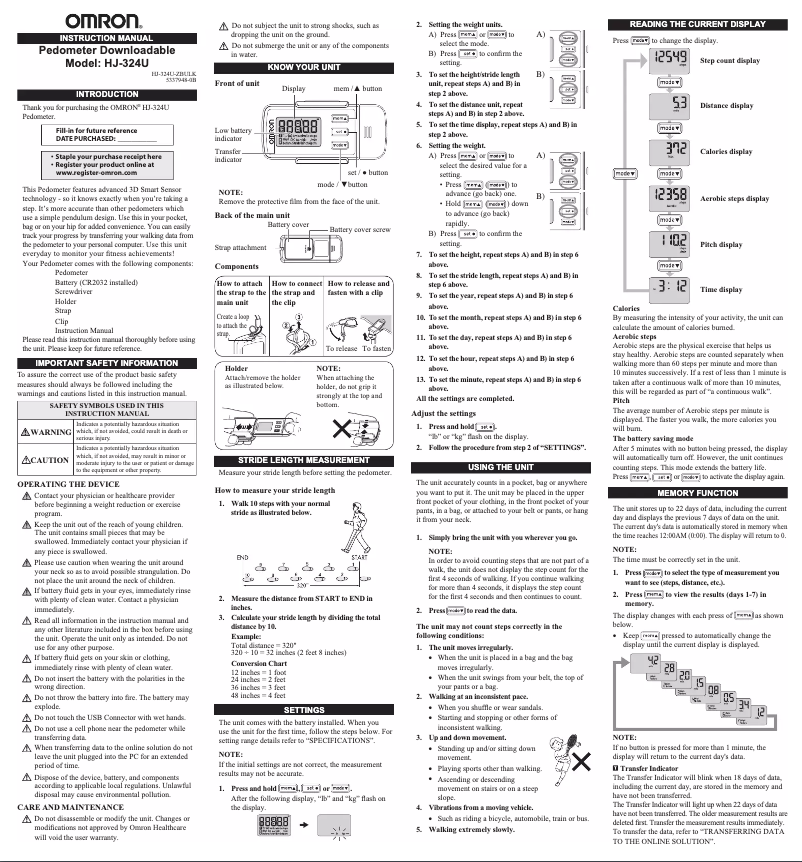 Imagen de la primera página del manual del dispositivo HJ-324U