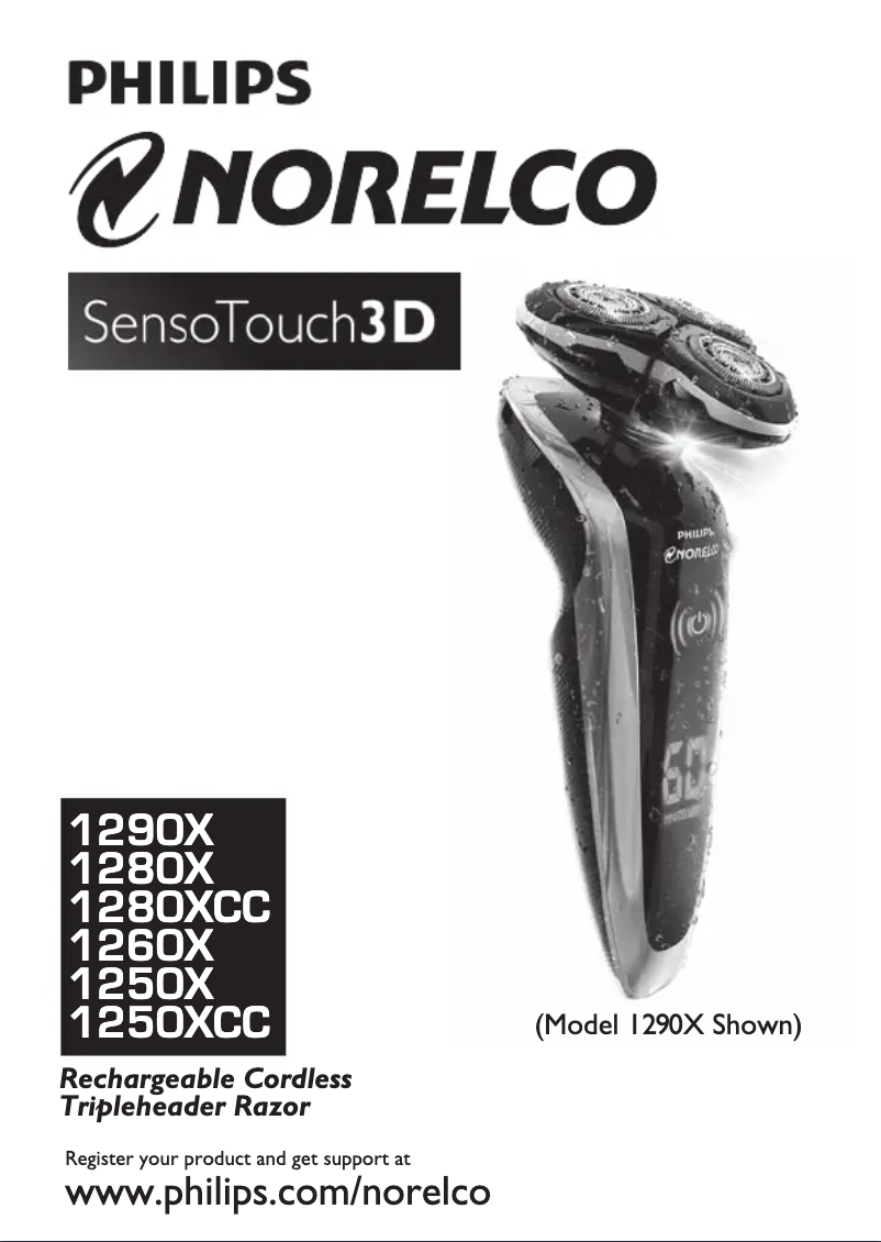 Imagen de la primera página del manual del dispositivo Norelco Sensotouch 3D 1250X