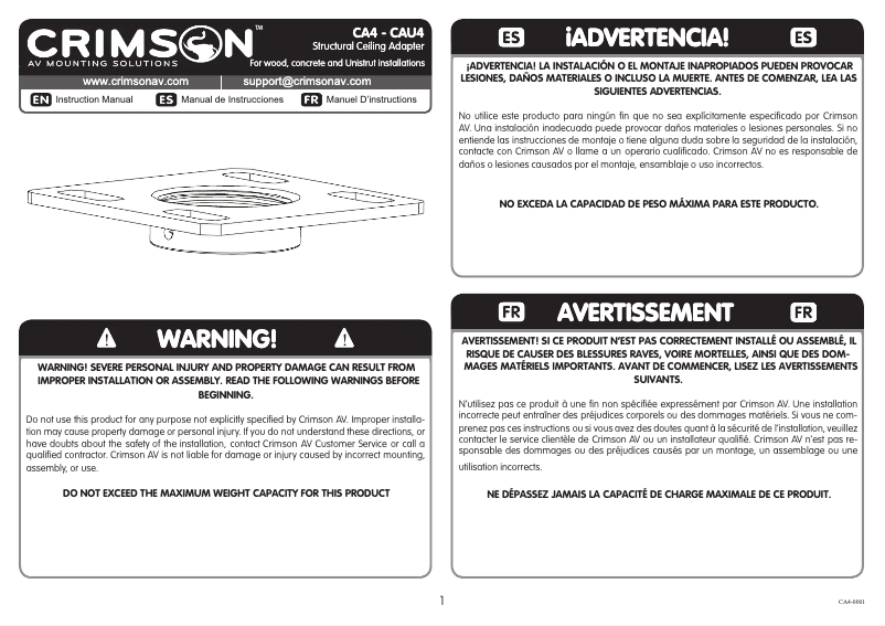Imagen de la primera página del manual del dispositivo CA4