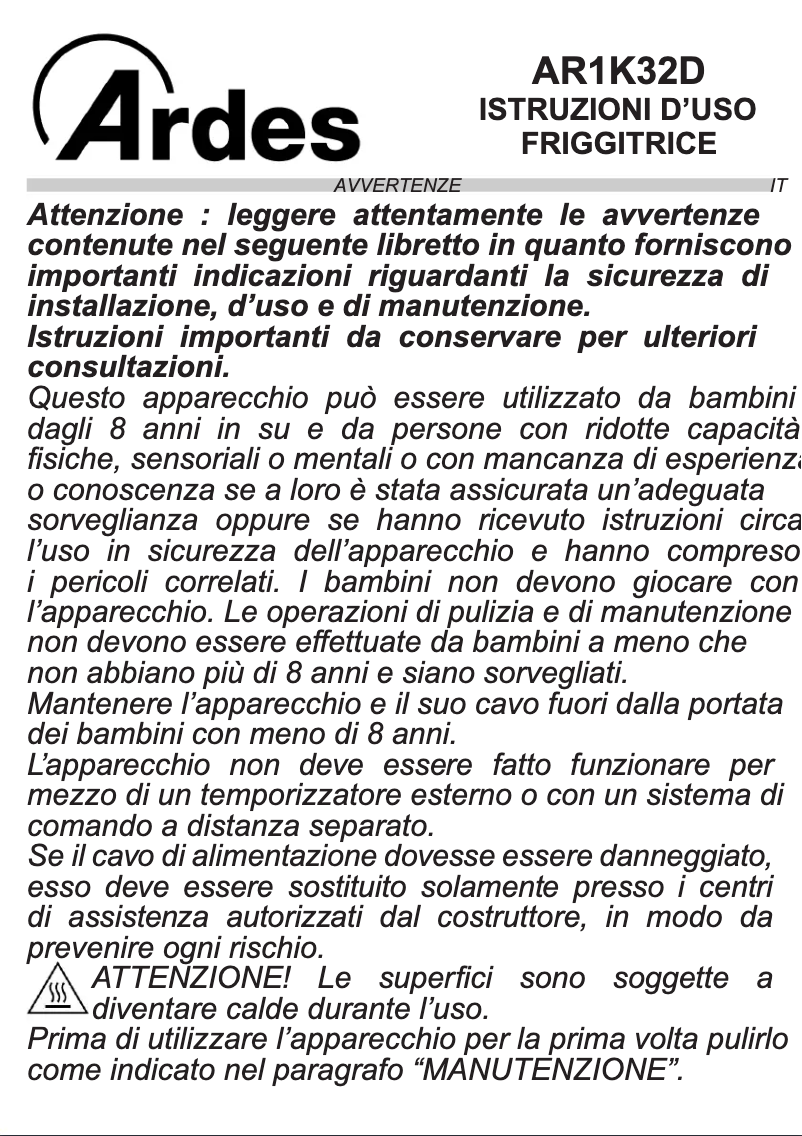 Imagen de la primera página del manual del dispositivo AR4U140A