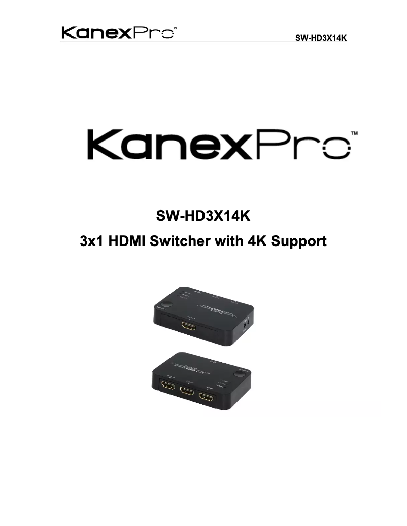 Página nº 1 - Manual de usuario KanexPro SW-HD3X14K