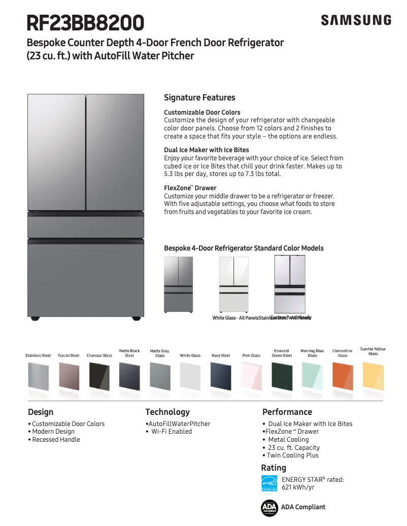 Página 1 del manual Ficha técnica Samsung RF23BB8200QL