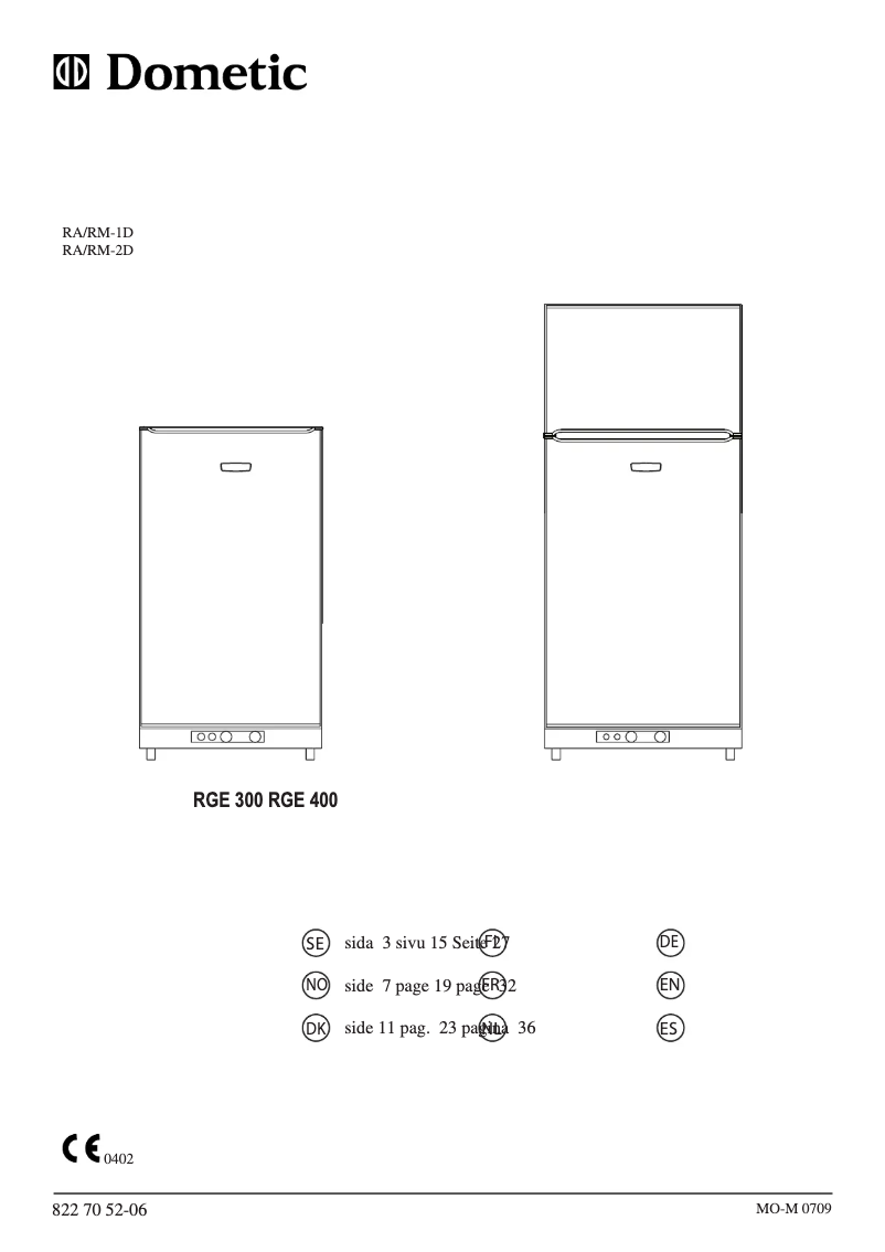 Imagen de la primera página del manual del dispositivo RGE 400
