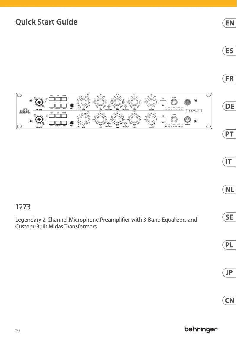 Página 1 del manual Manual de usuario Behringer 1273