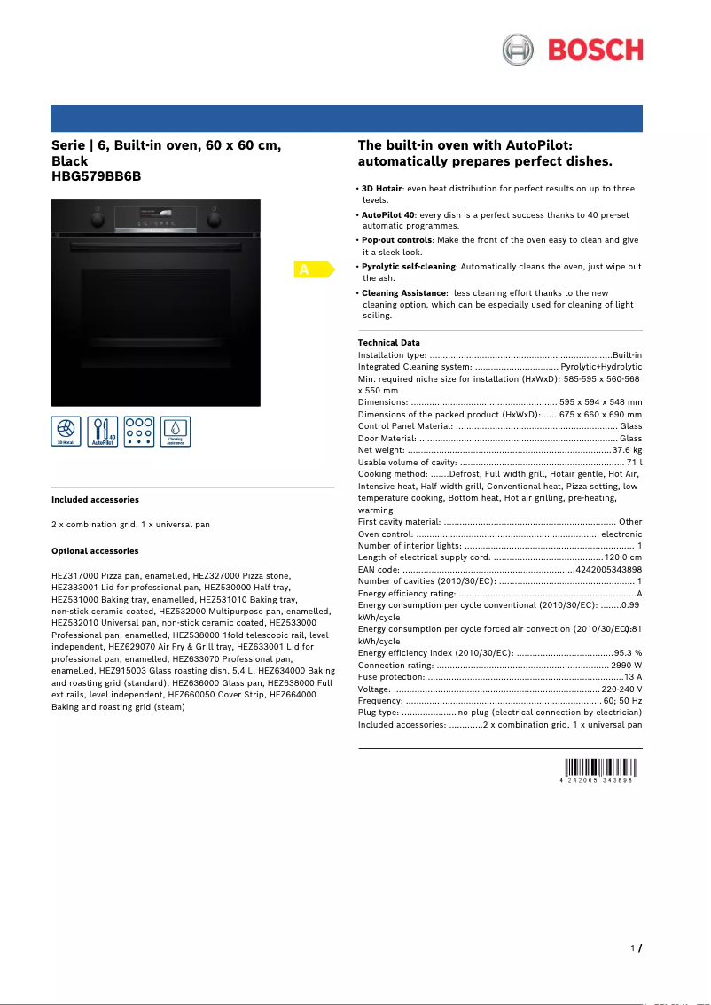 Página nº 1 - Ficha técnica Bosch HBG579BB6B
